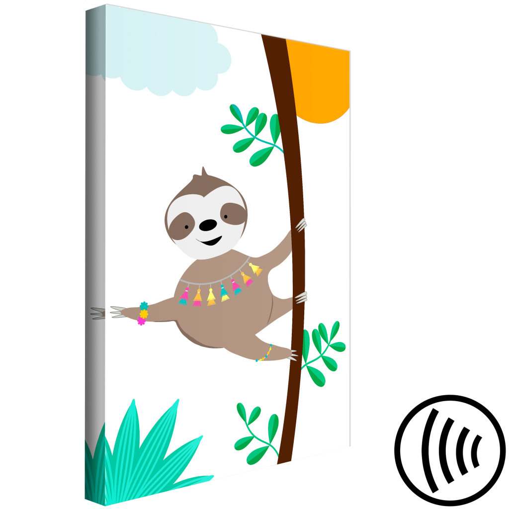 Schilderij  Voor Kinderen: Happy Sloth (1 Part) Vertical