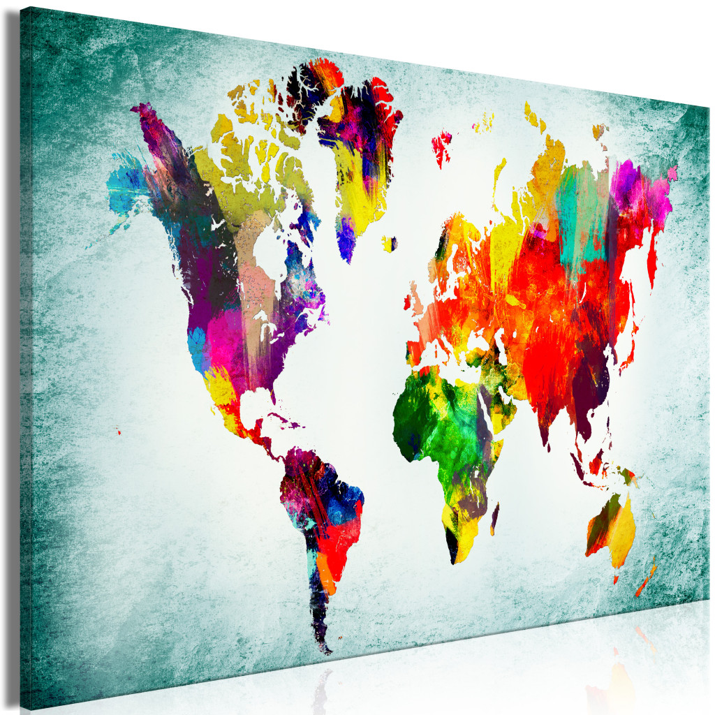 Schilderij World Map: Green Vignette [Large Format]