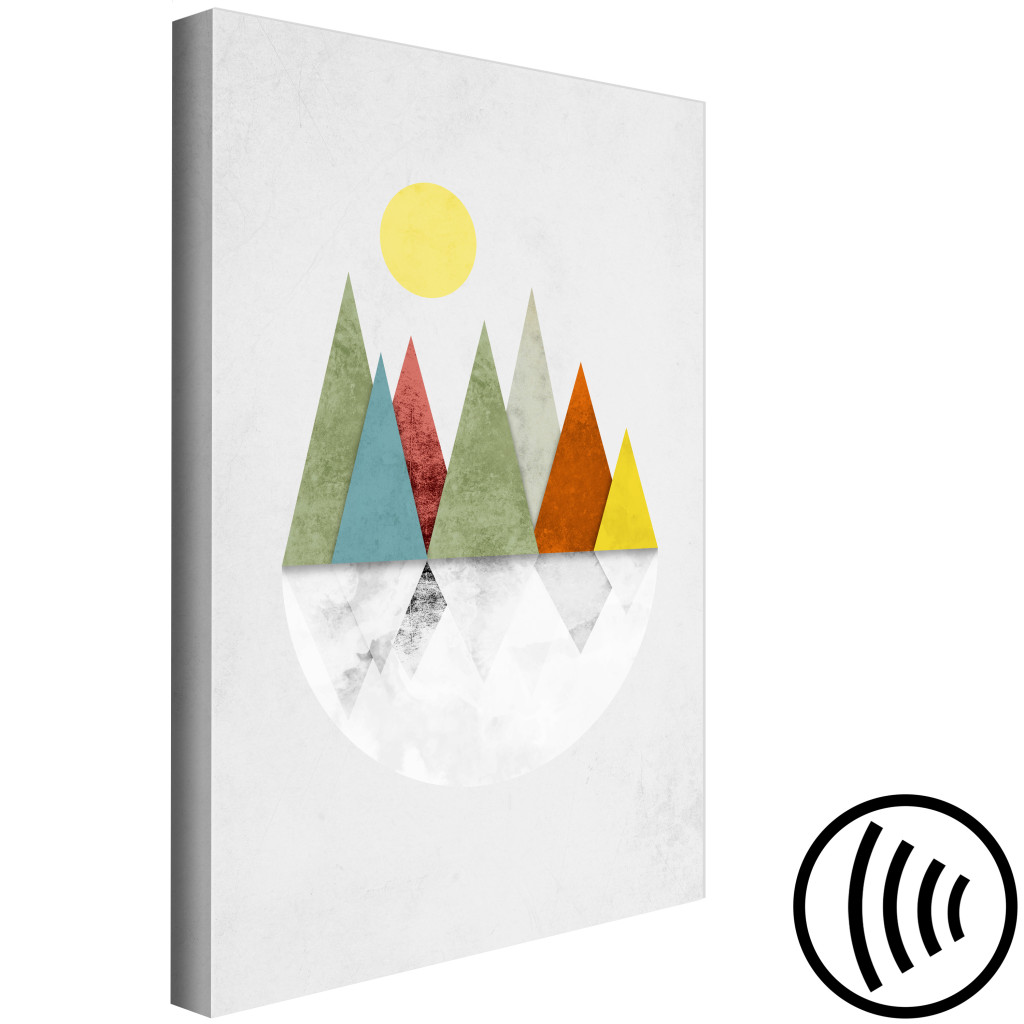Obraz Kolażowe Szczyty - Geometryczne, Kolorowe Górskie Szczyty Na Półkole, Inspirowane Techniką Kolażu