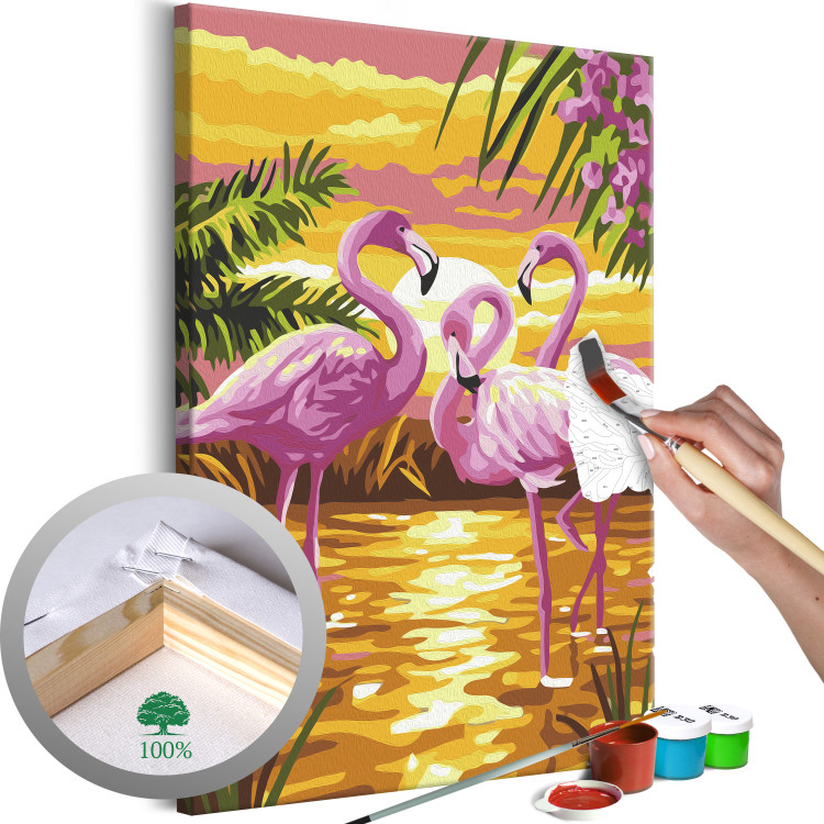 Obraz do malowania po numerach Rodzina flamingów 135326