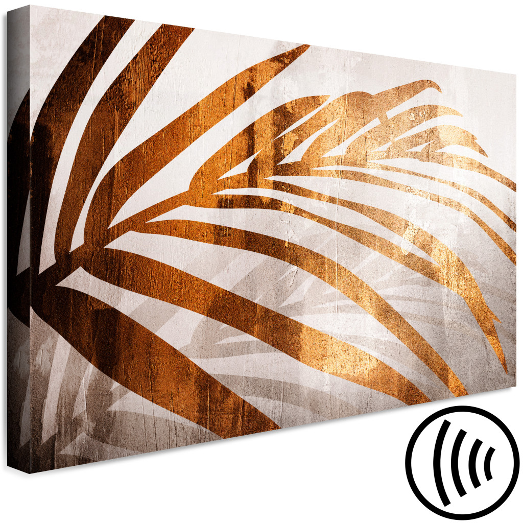 Schilderij  Bomen: Palm In Brons - Een Vertakt Blad Van Een Boom, Koperbruin Van Kleur