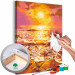 Obraz do malowania po numerach Pomarańczowo-złoty wschód słońca - rozświetlone niebo i spienione fale 144526