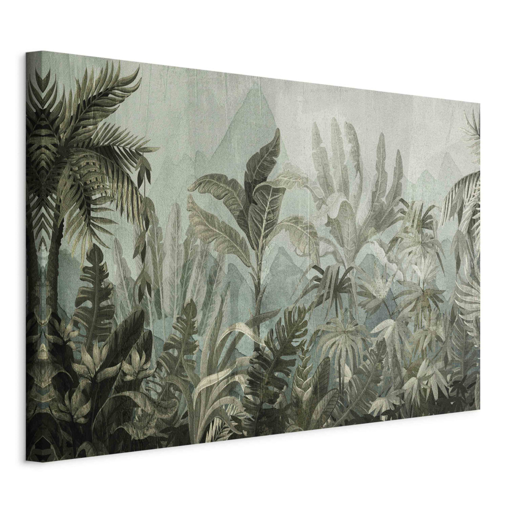 Duży Obraz XXL Górska Dżungla - Ciemno-zielona Kompozycja Z Liśćmi I Drzewami [Large Format]