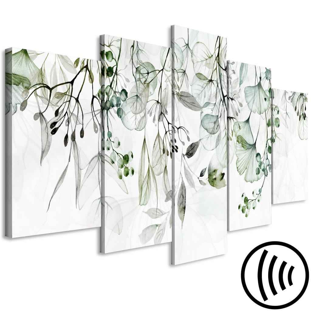 Schilderij  Botanische: Subtle Twigs - Leaves In Delicate Shades On A White Background