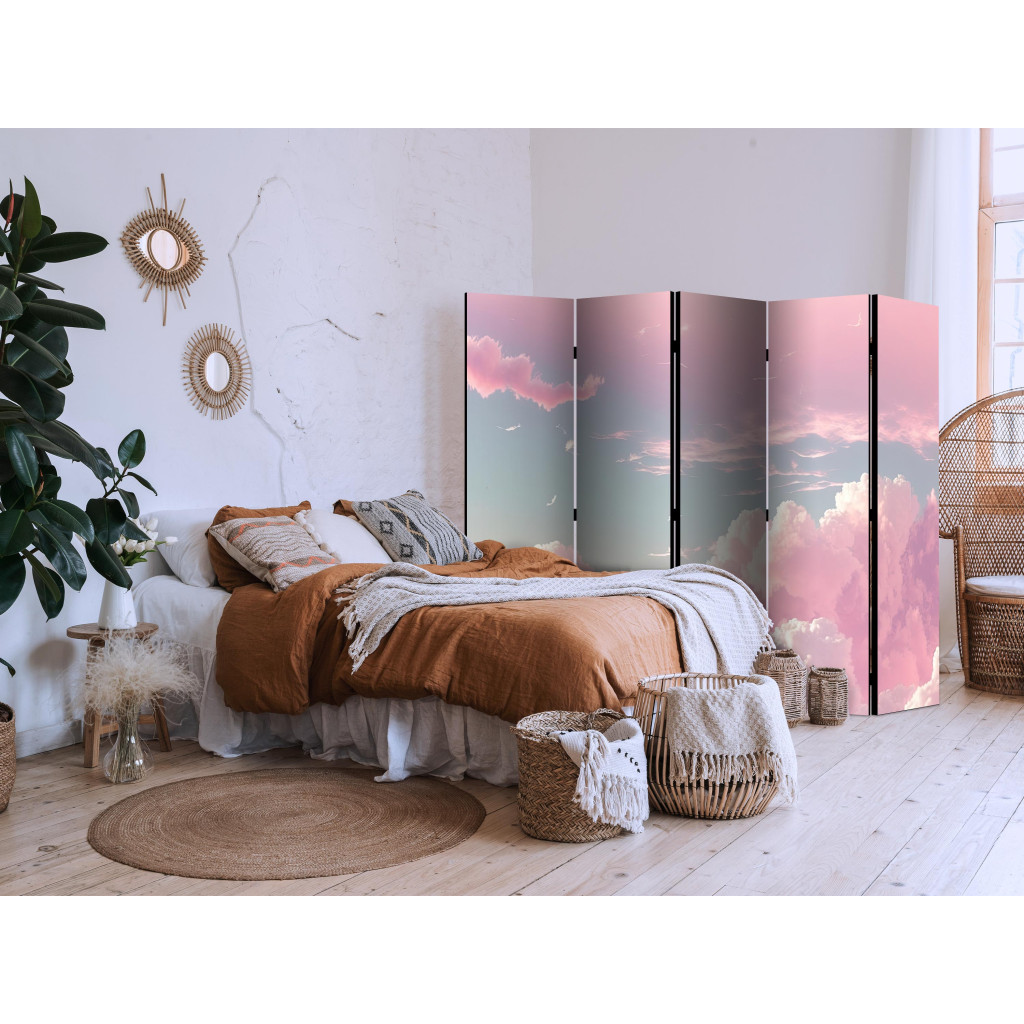 Biombo Decorativo Sky Landscape - Pink Clouds On A Blue Horizon II [Room Dividers]