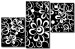 Cuadro decorativo Vegetación blanco y negro (3 piezas) - motivo floral con patrones 46826