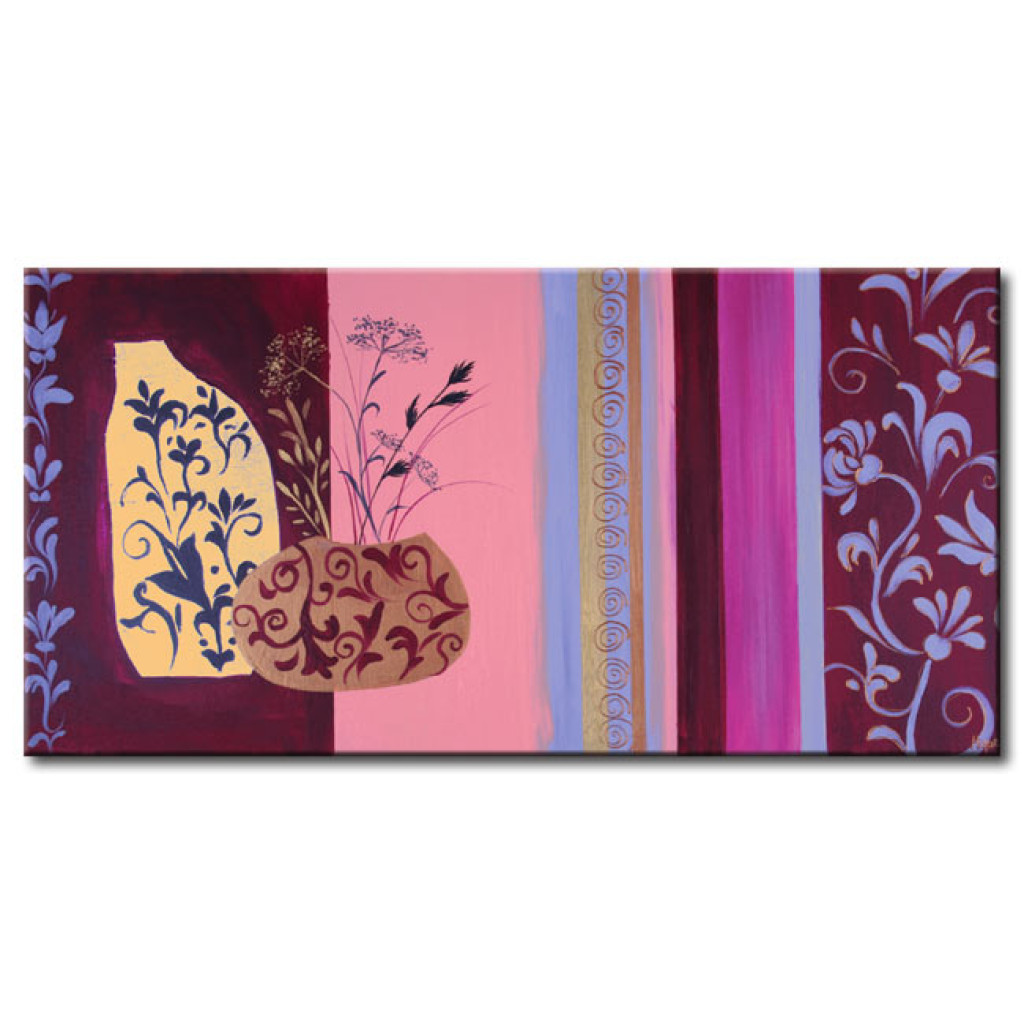 Schilderij  Florale Motieven: Gestippelde Bloempotten (1-delig) - Abstractie Met Ontwerpen