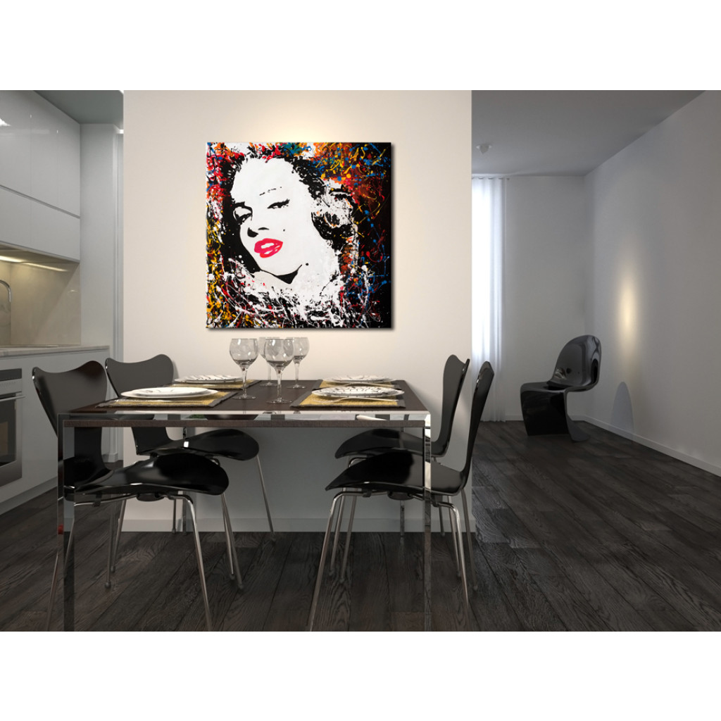 Obraz Ikona Pop-artu - Czarno-biały Portret Marilyn Monroe Na Kolorowym Tle
