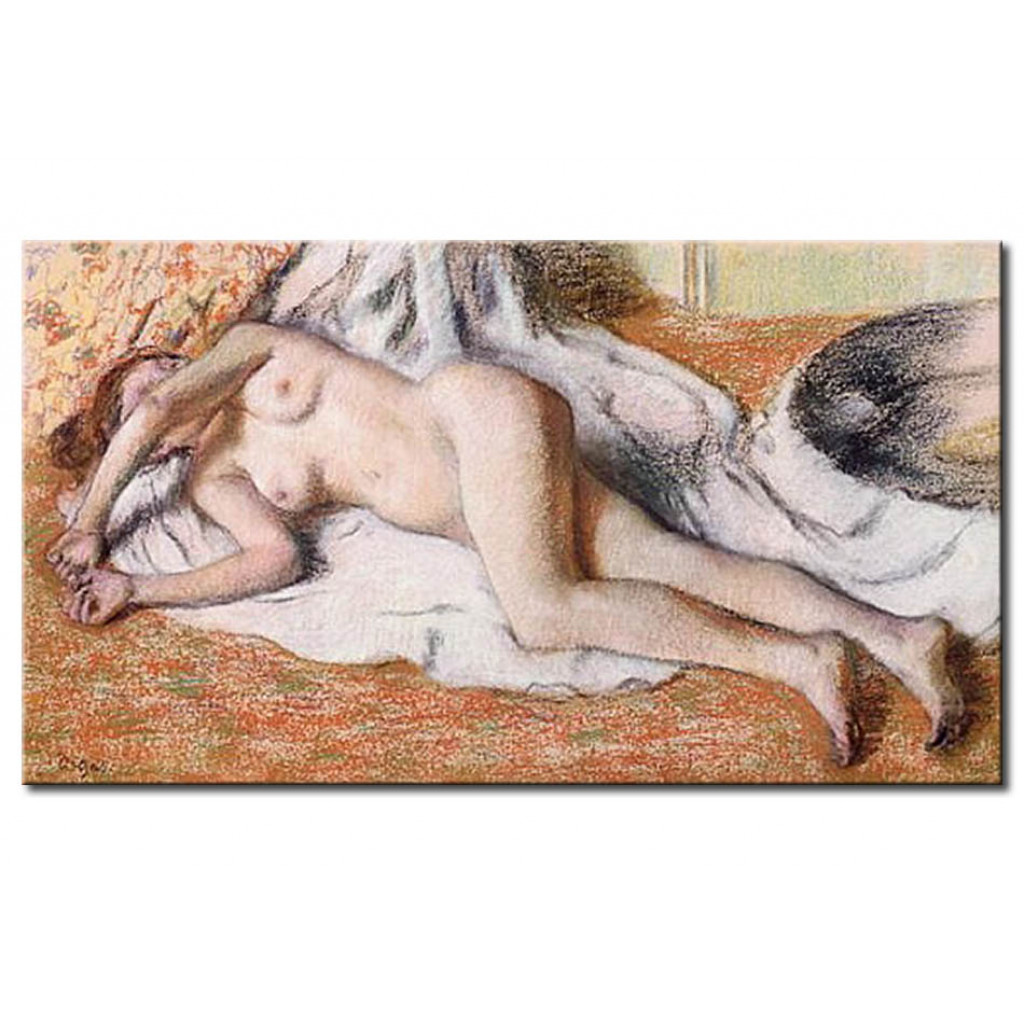 Schilderij  Edgar Degas: After The Bath Or, Reclining Nude