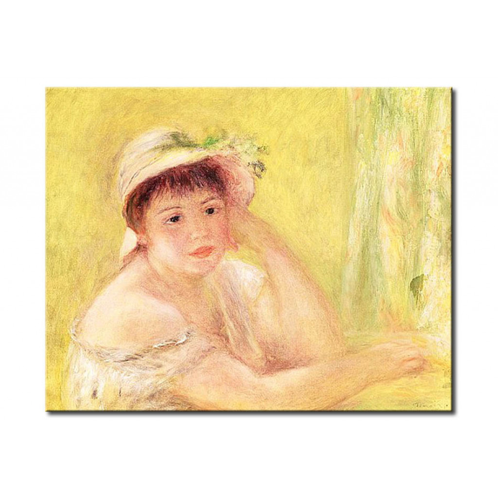 Schilderij  Pierre-Auguste Renoir: Woman In A Straw Hat