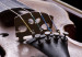 Bild auf Leinwand Samtgeige - ein Musikinstrument auf rotem Stoff 59026 additionalThumb 5