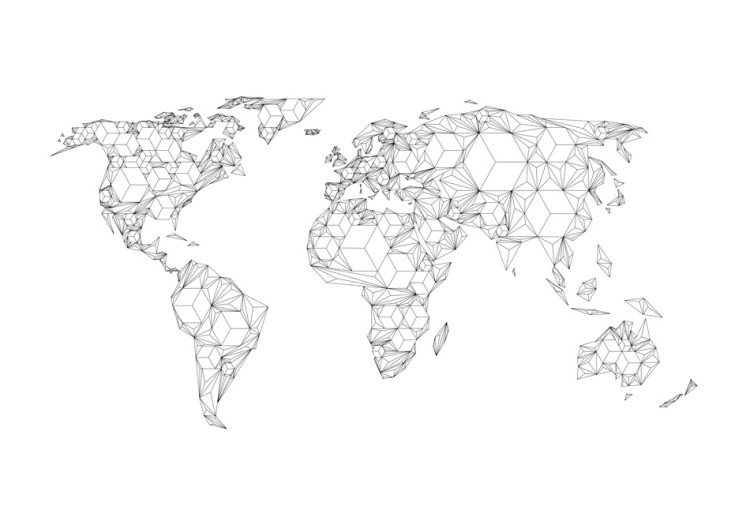 Wall Mural World Map - Black and White Composition with Sketched Continents 60026 additionalImage 1