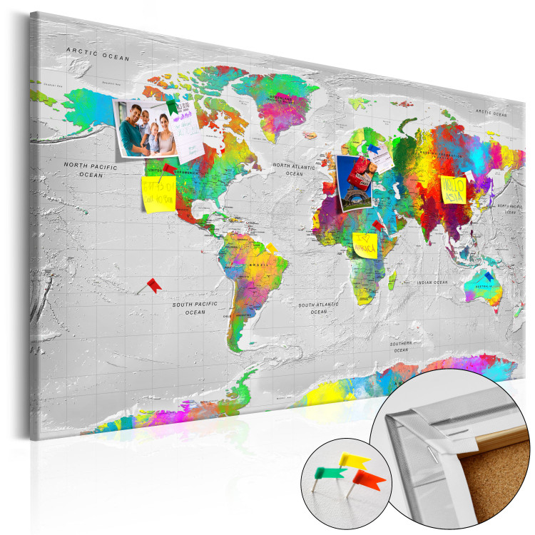 Ozdobna tablica korkowa Mapy: Kolorowa finezja [Mapa korkowa] 95926