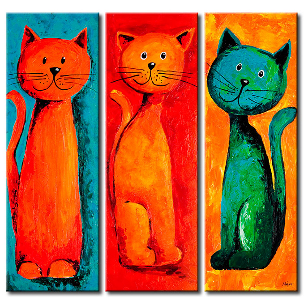 Schilderij  Voor Kinderen: Gelukkige Kat