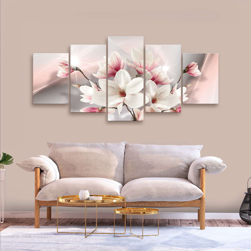 Schilderij  Magnolias: Magnolia In Bloom (5 Parts) Wide