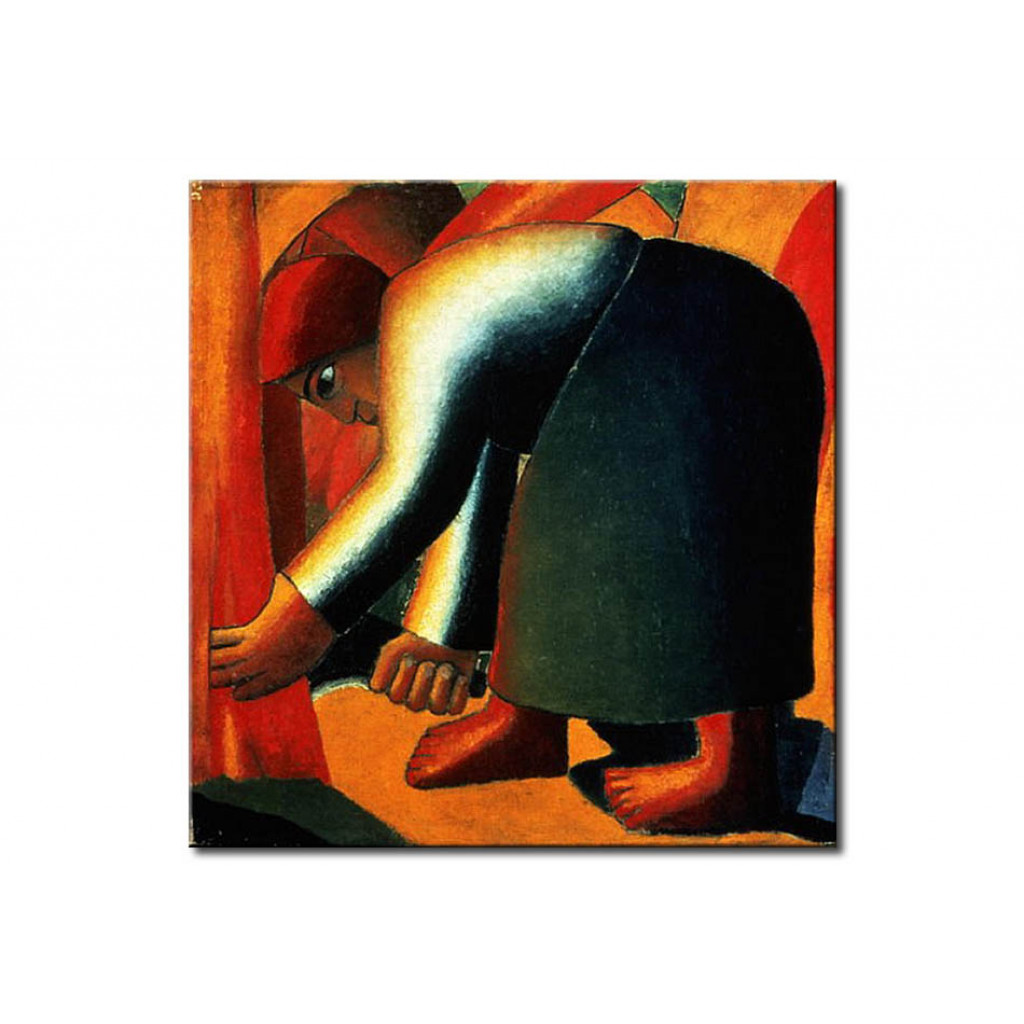 Schilderij  Kazimir Malevich: Woman Cutting