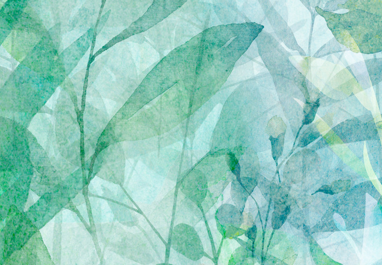 Vliestapete Minimalistische Komposition - Blättermotiv in blau-grüner Aquarell 135936 additionalImage 4