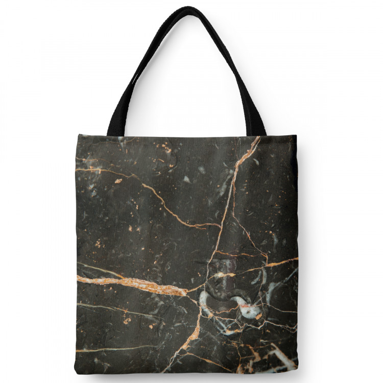 Shoppingväska Liquid marble - a graphite pattern imitating stone with golden streaks 148536