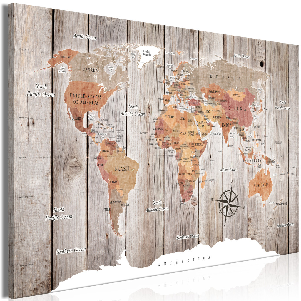 Schilderij World Map: Wooden Stories [Large Format]