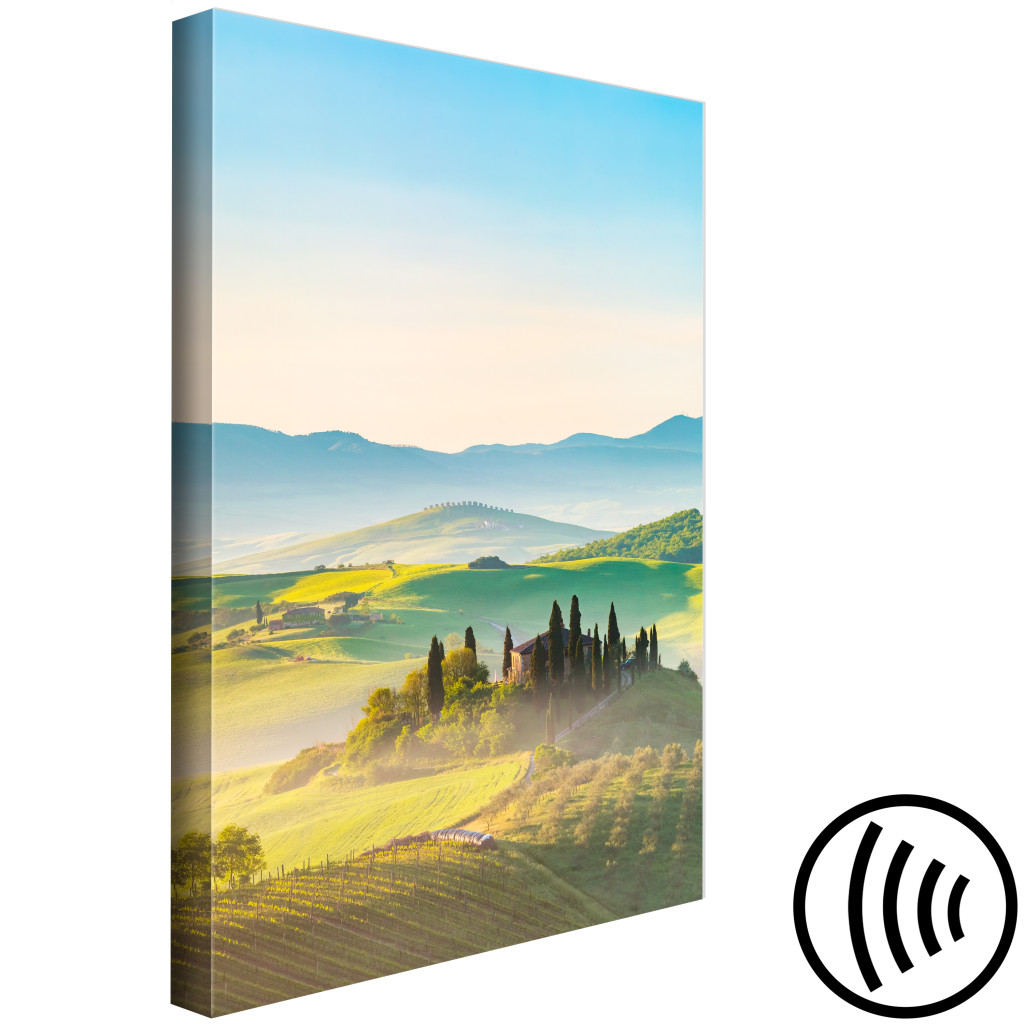 Schilderij  Landschappen: Tuscany Landscape - Photo Of Green Fields At Sunrise