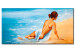 Obraz Akt na brzegu morza - postać sylwetki nagiej kobiety na plaży 47536
