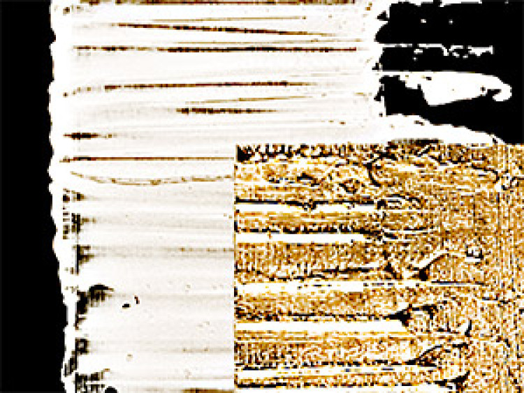 Cadre déco Impression (1 pièce) - abstraction avec motif doré sur fond noir 47836 additionalImage 2