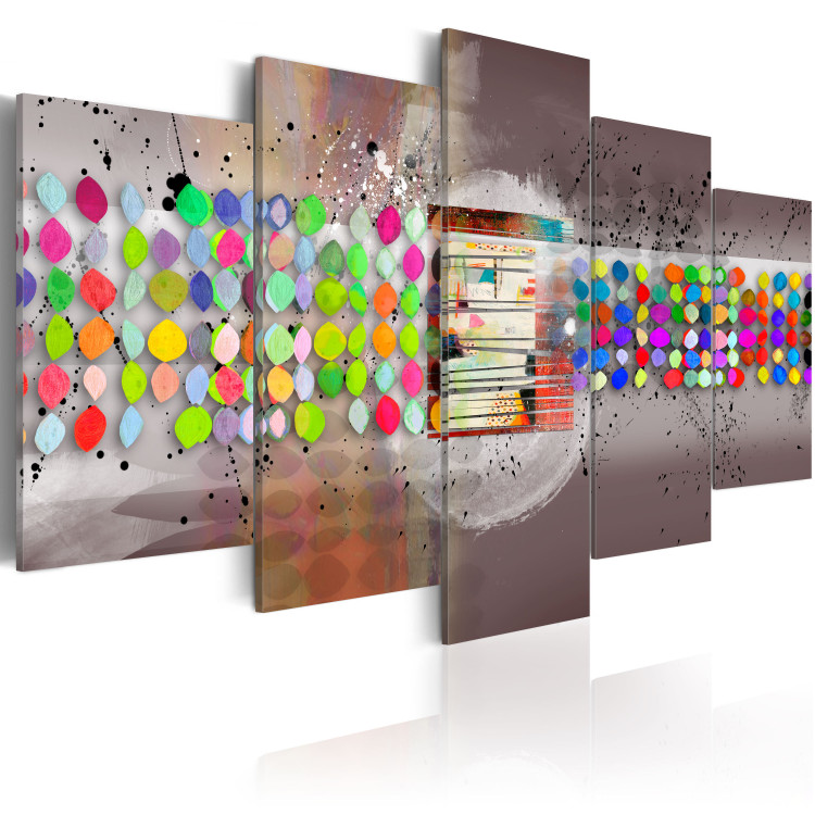 Canvas Dots (5-piece) - Subdued abstraction with a colourful accent 48436 additionalImage 2