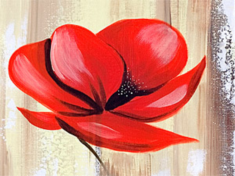 Canvas Three Poppies (3-piece) - Flowers on a pearl background with a textured plank effect 48536 additionalImage 3