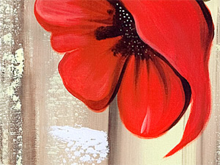 Canvas Three Poppies (3-piece) - Flowers on a pearl background with a textured plank effect 48536 additionalImage 2
