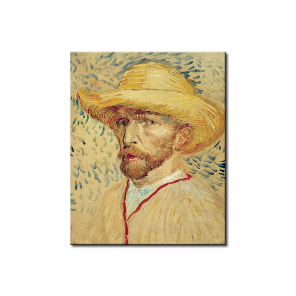 Schilderij  Vincent Van Gogh: Self Portrait With Straw Hat And Artist's Smock