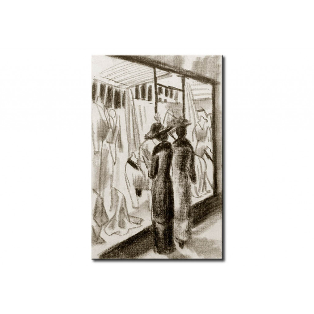Schilderij  August Macke: Modegeschäft Im Laubengang