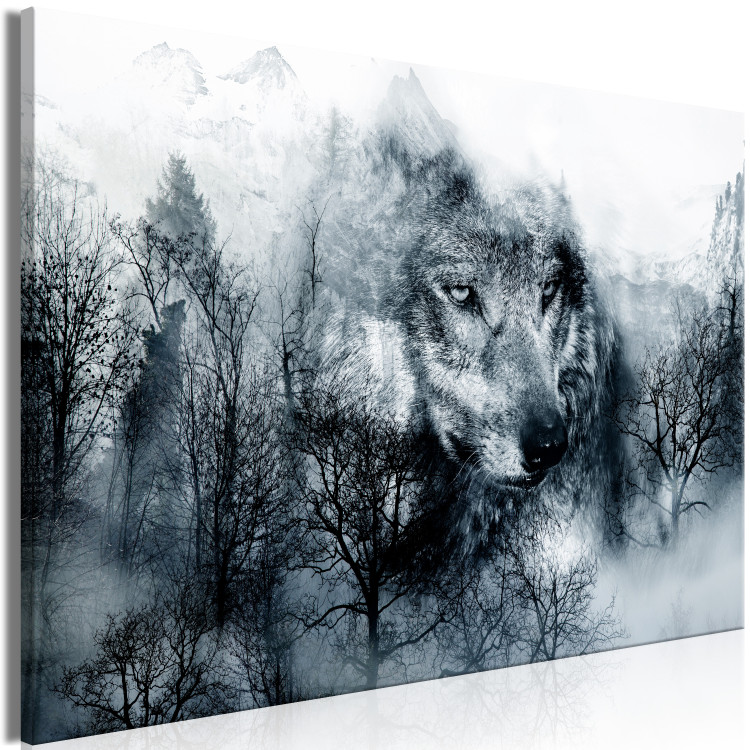 Canvas Art Print Mountain Predator (1 Part) Wide Black and White 108246 additionalImage 2