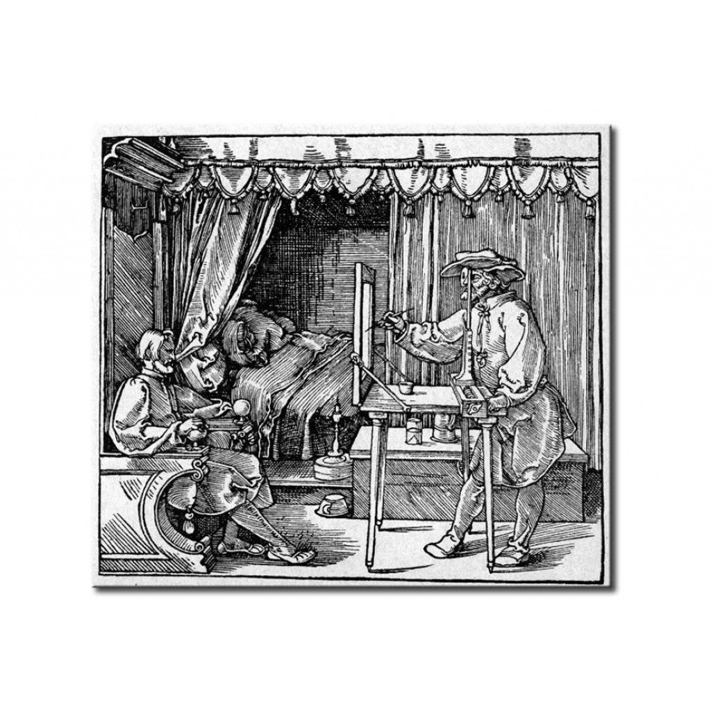Schilderij  Albrecht Dürer: The Draughtsman Of The Seated Man