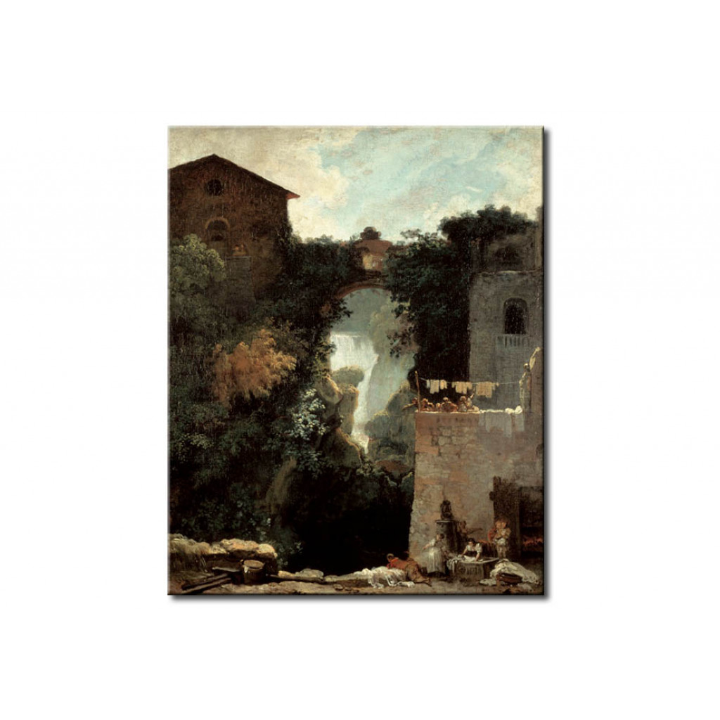 Schilderij  Jean-Honoré Fragonard: Waterfalls At Tivoli