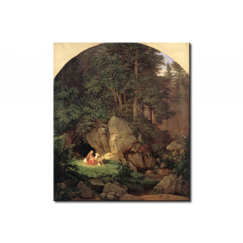 Schilderij  Adrian Ludwig Richter: Genoveva Alone In The Woods