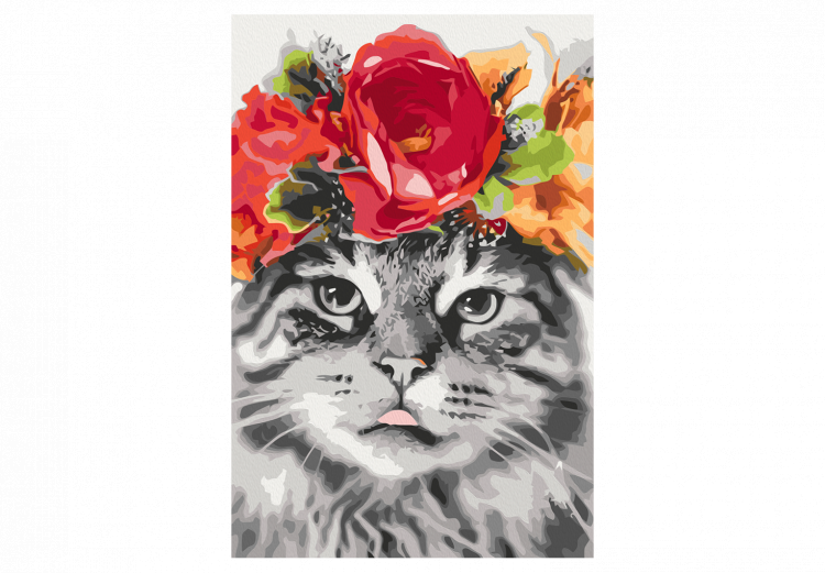Obraz do malowania po numerach Kot z kwiatami 132046 additionalImage 7