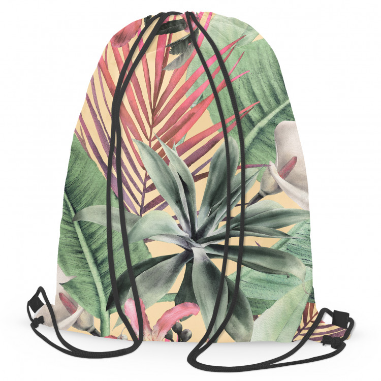 Worek plecak Flora lasu deszczowego - roślinny wzór z białymi kwiatami i liśćmi 147646