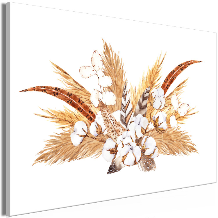 Cuadro Watercolor Bouquet - Composition of Feathers and Dry Grass in Shades of Beige 149746 additionalImage 2
