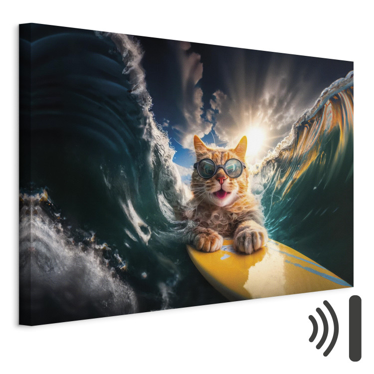 Konst AI Cat - Ginger Animal Surfing on a Board in a Stormy Sea - Horizontal 150246 additionalImage 8