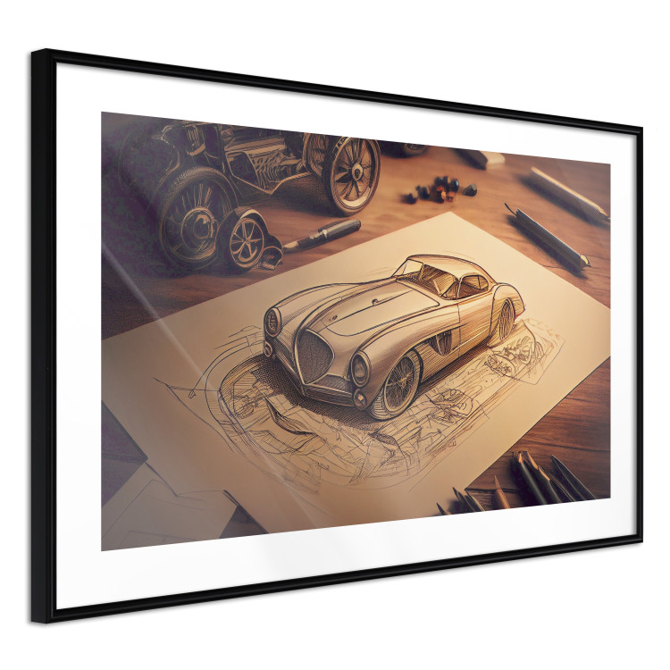 Poster Car Sketch - A Drawing of a Retro Car Generated by AI 151146 additionalImage 2
