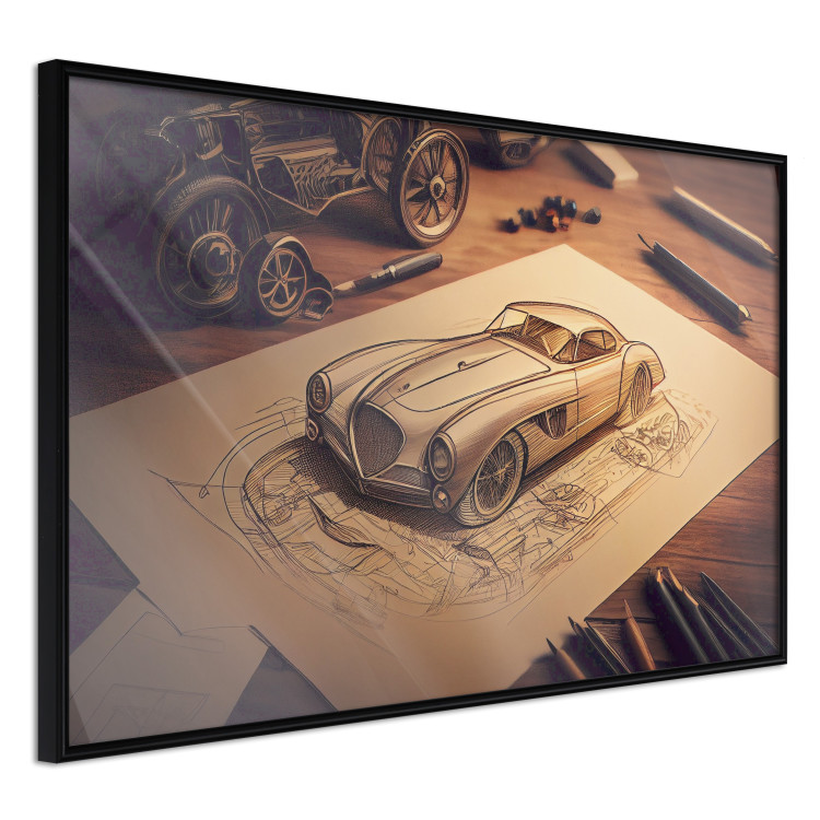 Poster Car Sketch - A Drawing of a Retro Car Generated by AI 151146 additionalImage 7