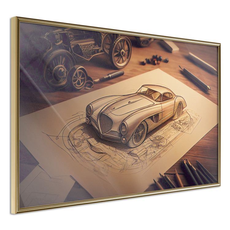 Poster Car Sketch - A Drawing of a Retro Car Generated by AI 151146 additionalImage 10
