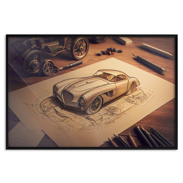 Poster Car Sketch - A Drawing of a Retro Car Generated by AI 151146 additionalImage 19