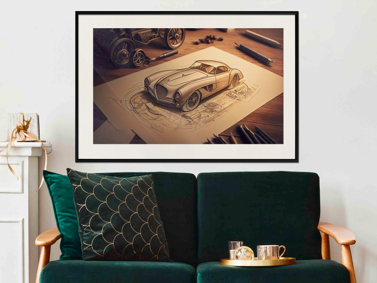Poster Car Sketch - A Drawing of a Retro Car Generated by AI 151146 additionalImage 12
