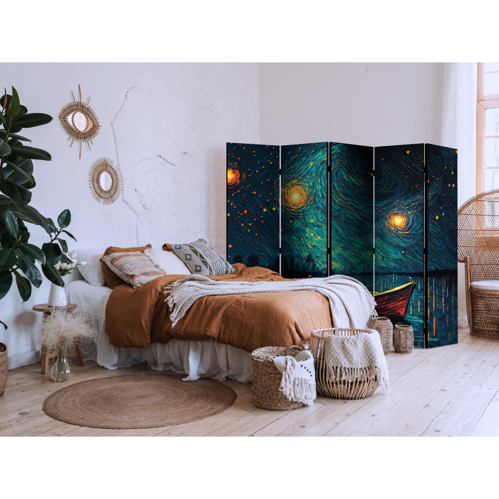 Skärmvägg Starry Night - Impressionistic Landscape With A View Of The Sea And Sky II [Room Dividers]