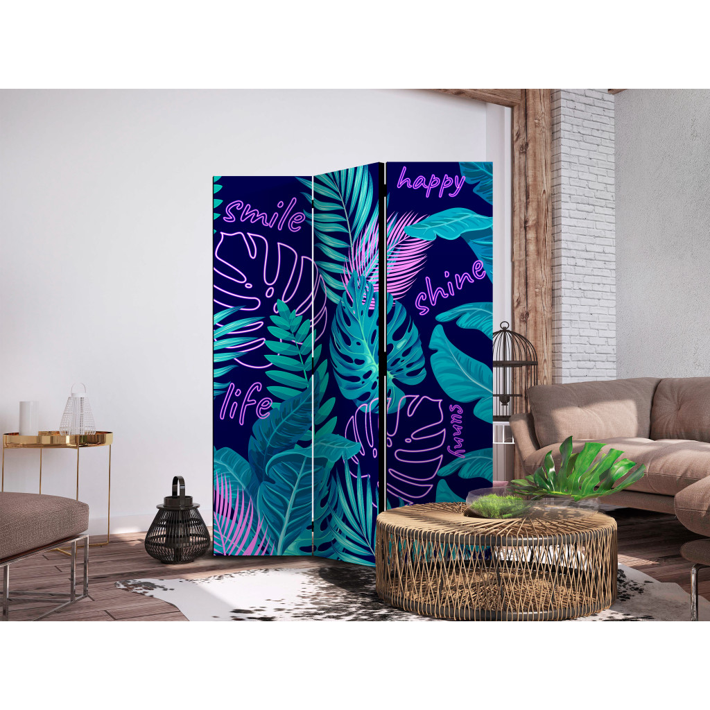 Decoratieve Kamerverdelers  Tropical Leaves - Neon Tropical Jungle [Room Dividers]