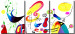 Obraz W cyrku (3-częściowy) - abstrakcja z kolorowymi owadami na białym tle 48346