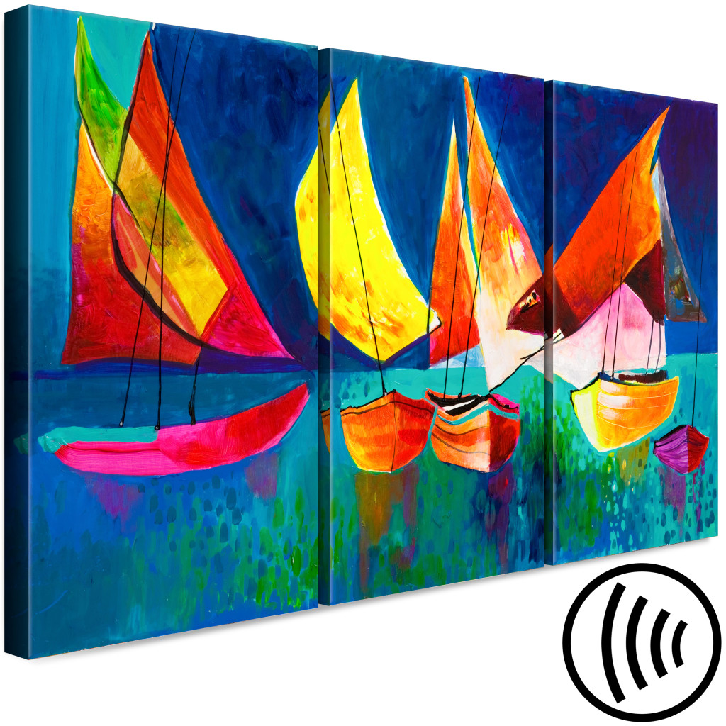 Målning Färgfulla Segelbåtar