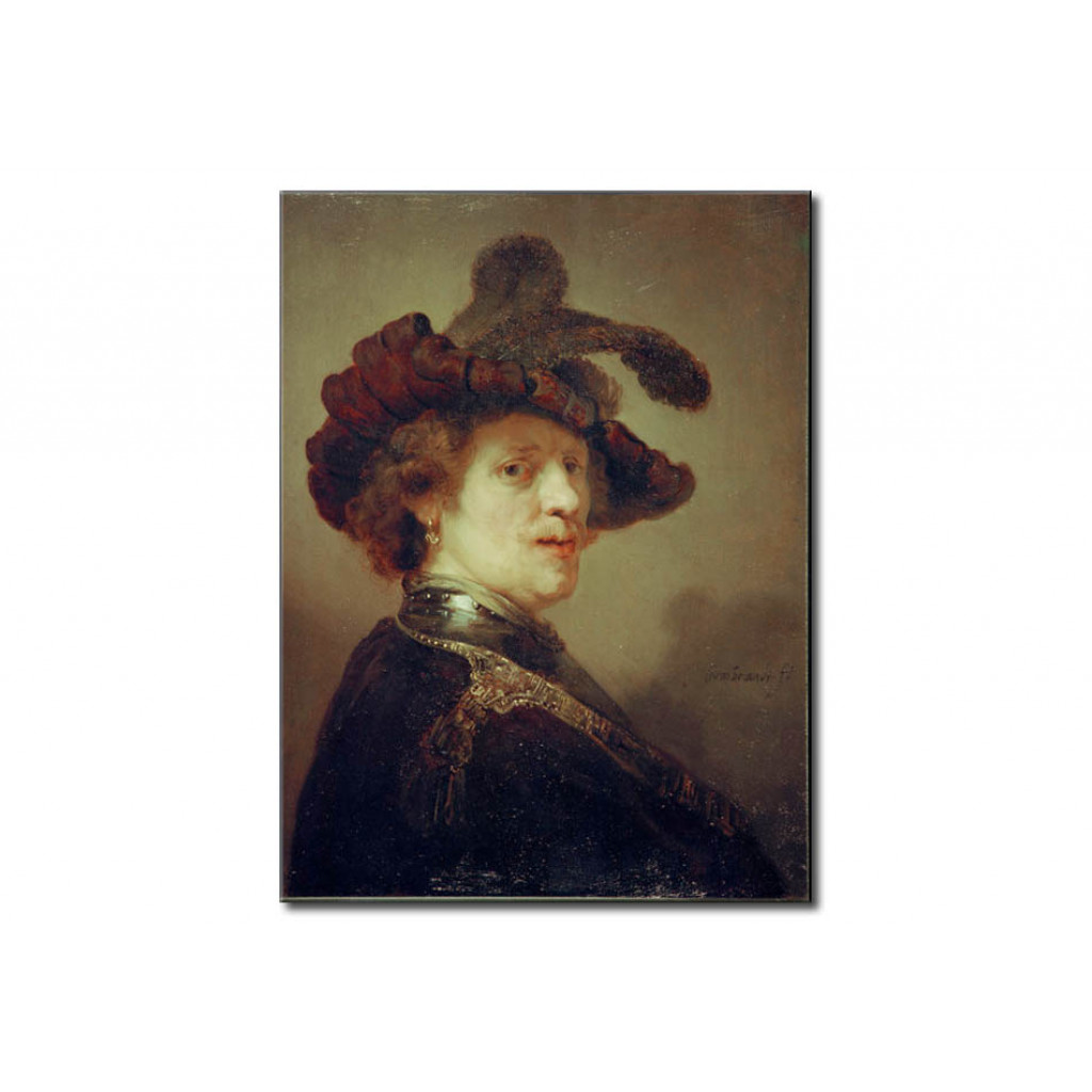 Schilderij  Rembrandt: Selfportrait With Plumed Hat
