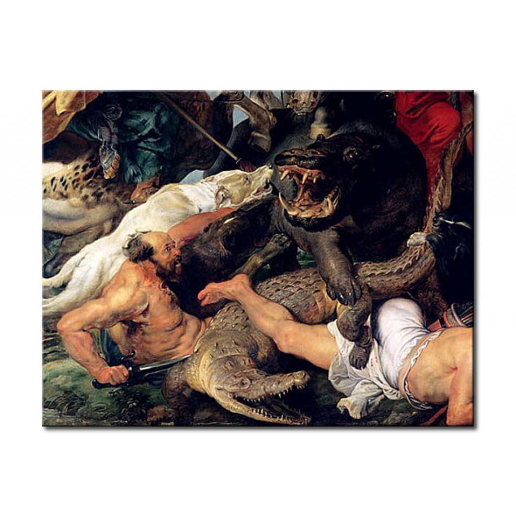 Schilderij  Peter Paul Rubens: Hippopotamus And Crocodile Hunt